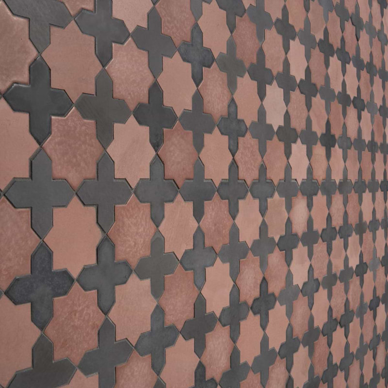 Cantico Mara Terracotta Matte Lava Stone And Cement Mosaic Tile