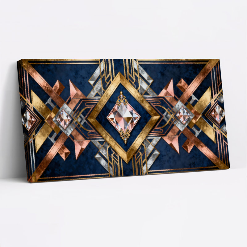 Ensemble de 1 tableau sur toile à motif géométrique Art déco, H 12 po x l 36 po