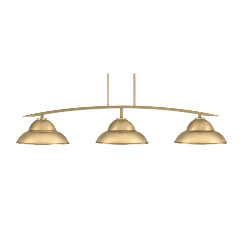 Barre d'éclairage à 3 lumières avec abat-jour double en métal kurve, H 58,25 po x l 53,25 po x P 53,25 po, Laiton New Age