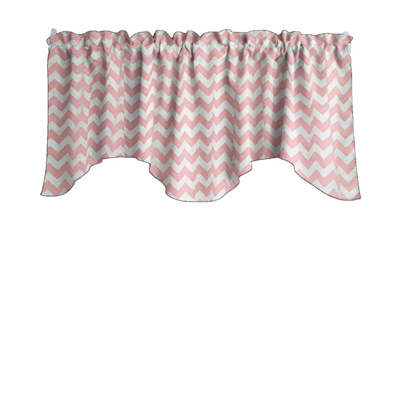 Cantonnière festonnée en mélange de coton à chevrons l 58 po, Rose