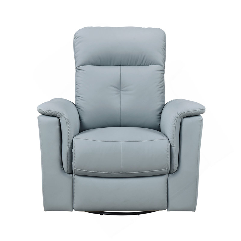 Fauteuil inclinable et pivotant en cuir bleu