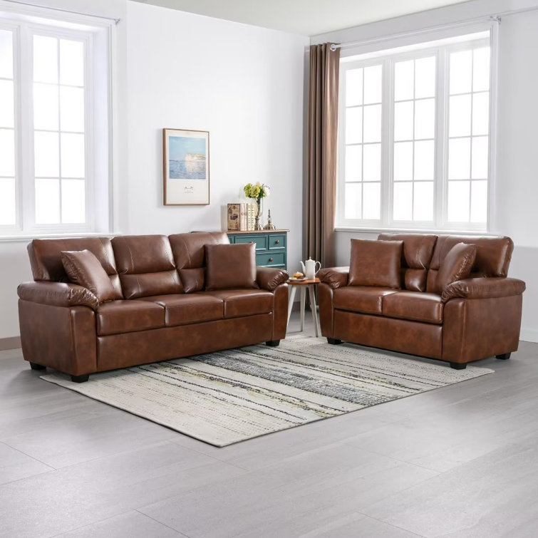 Ebern Designs Dewells Faux Leather Living Room Set & Reviews | Wayfair