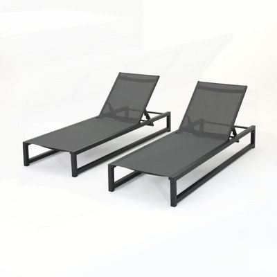 Fully-Adjustable Aluminum Chaise Lounge Set Of 2, Perfect For Outdoor Relaxation And Durability