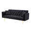 Lit double pliable de style rétro américain de 71 pouces en velours noir, idéal pour les petits espaces comme les appartements, réglable en 3 positions, avec pieds dorés, siège et dossier rembourrés de mousse en velours noir, pouces