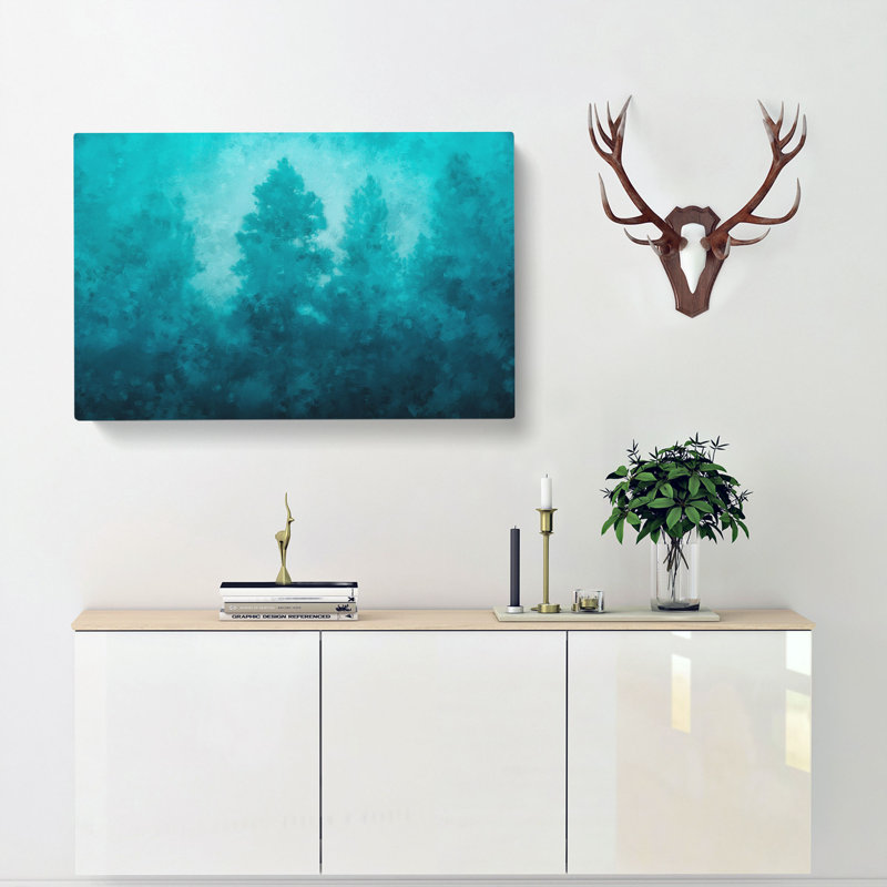 Teal Blue Forest - Wrapped Canvas Painting, 50cm H x 76cm W x 3cm D