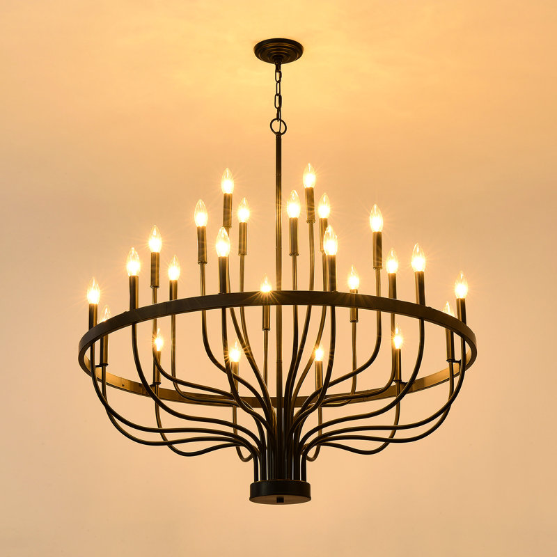 Luke 24 - Fer industriel - Finition noir mat pour la chambre à coucher, le salon et la cuisine. Style moderne suspendu. Hauteur réglable avec tiges et. Ampoule E12 requise non fournie. Design américain de luxe