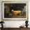 Sheep in a Stable-James Ward, reproduction encadrée avec passe-partout et verre début du 19e siècle