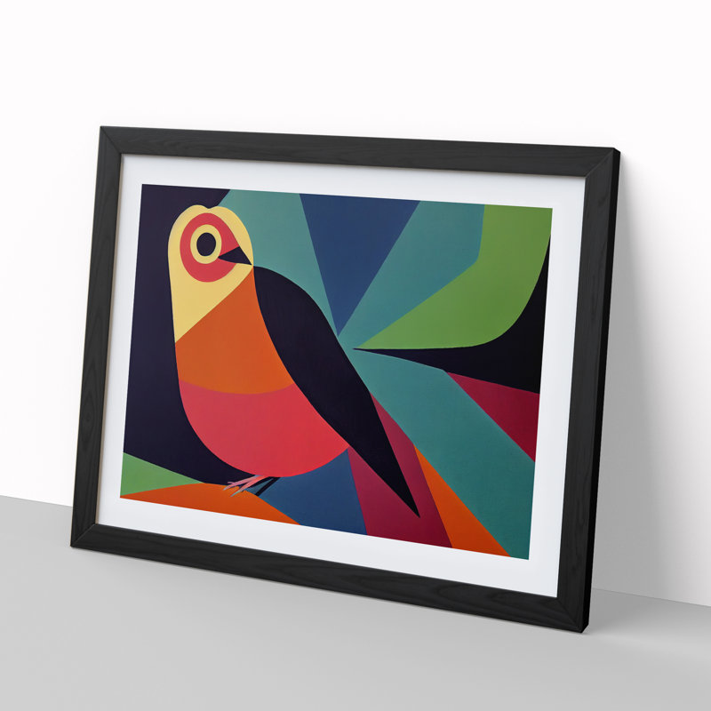 Mind Blowing Abstract Bird - Single Picture Frame Print, Black, 46cm H x 64cm W x 2cm D