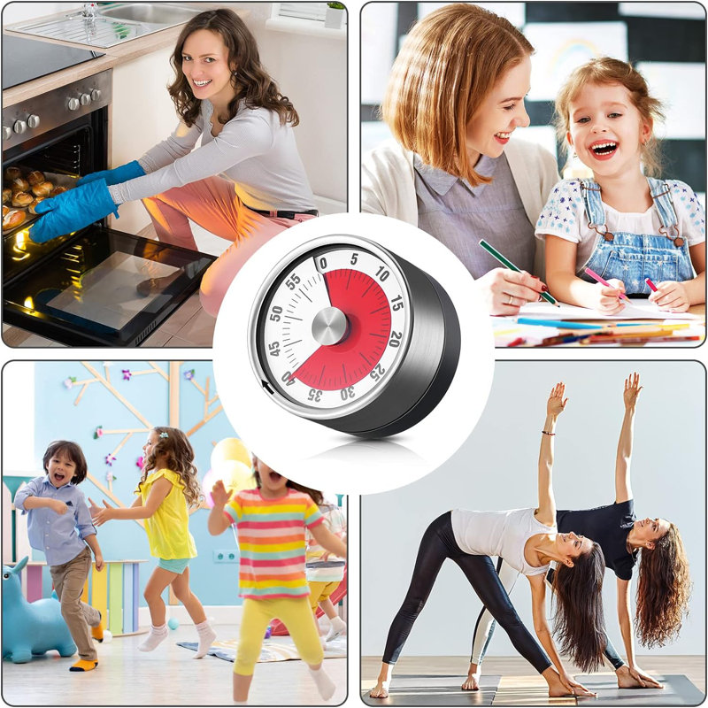 Kitchen Timer Magnetic, Visual Timer for Kids,60-Minute Visual Countdown Timer with Loud Alarm, White