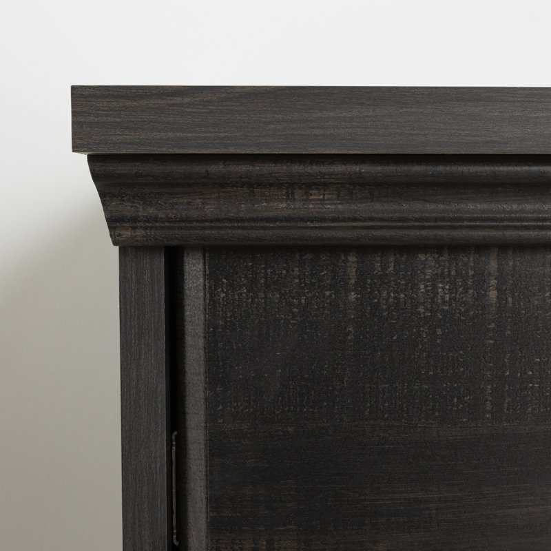Rubbed Black 2-Drawer Nightstand with Charging Station