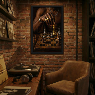 Abstract Chess Player With Gold King Piece
