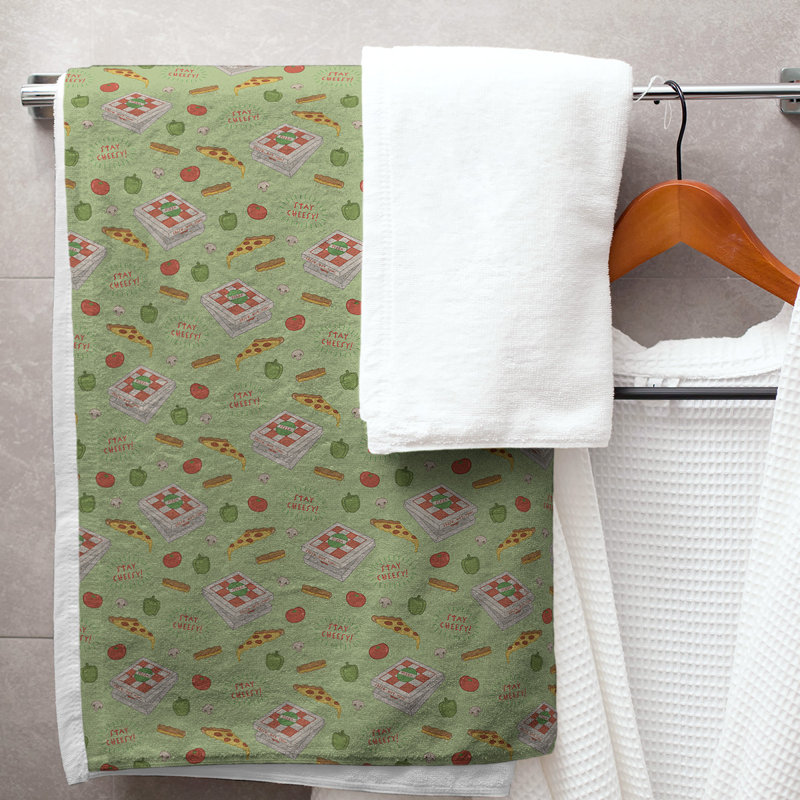 Katelyn Elizabeth Cotton Blend Bath Towel, Green/White/Gray