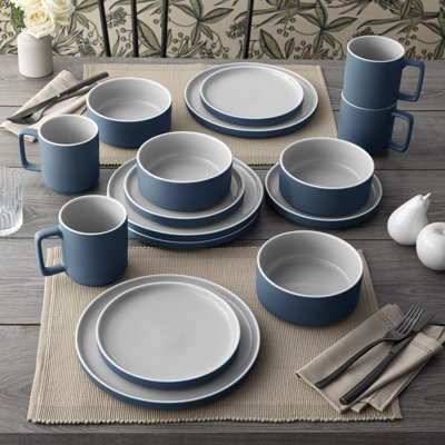 Noritake Colortrio Stax 16-piece Dinnerware Set, Service For 4 In Blue