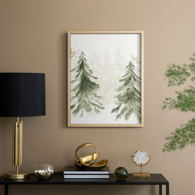 «Christmas Holiday Art», reproduction encadrée en bois massif, H 21 po x l 17 po, Naturel