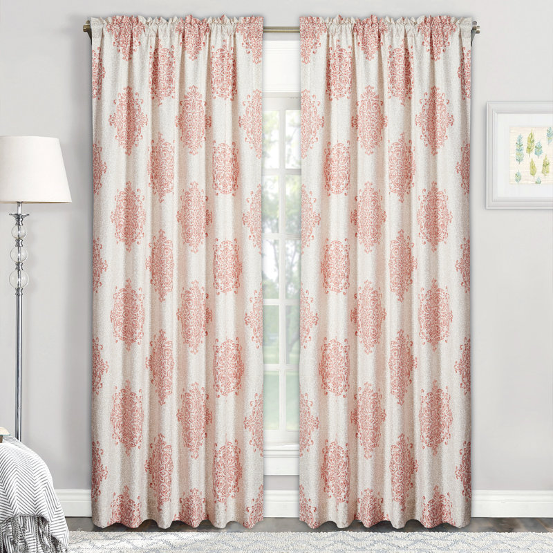 Semi Sheer Curtain Pair, Coral