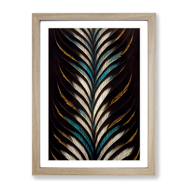Unreal Feather - Wall Art, 66cm H x 48cm W, Oak Picture Frame, White