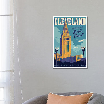 Cleveland Travel Poster by Jim Zahniser - Wrapped Canvas Print