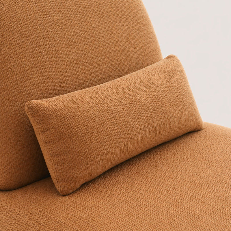 Chaise d'appoint moderne sans accoudoirs avec coussin, Velours-caramel