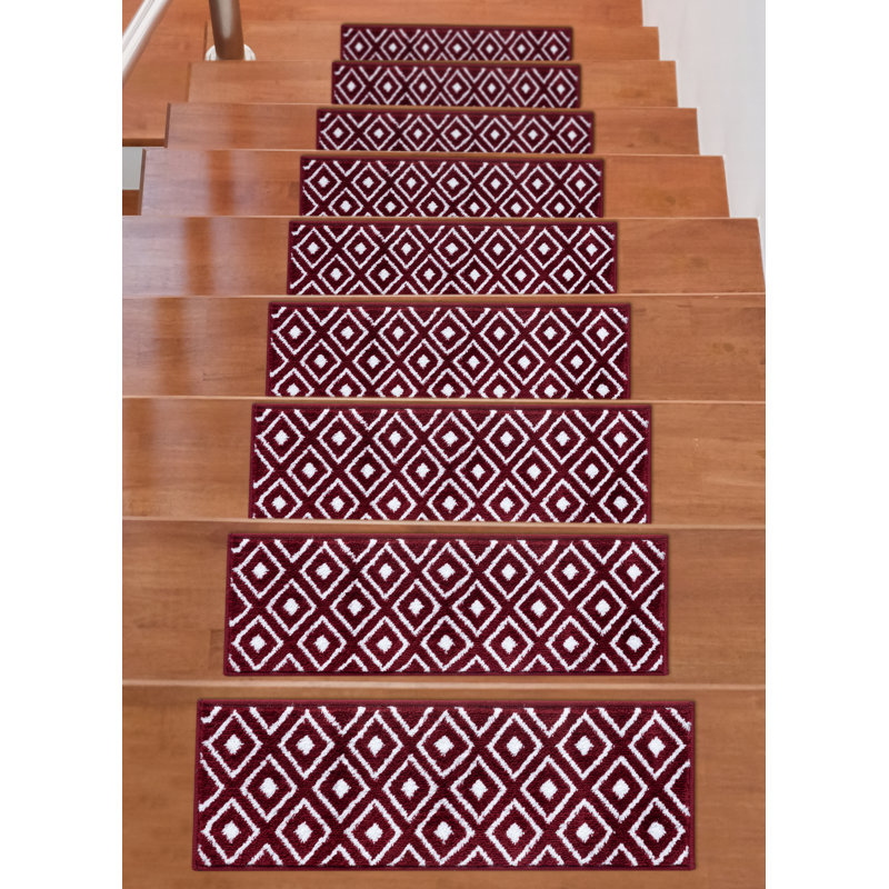 Tapis d'escalier Santana, Rouge/Ivoire