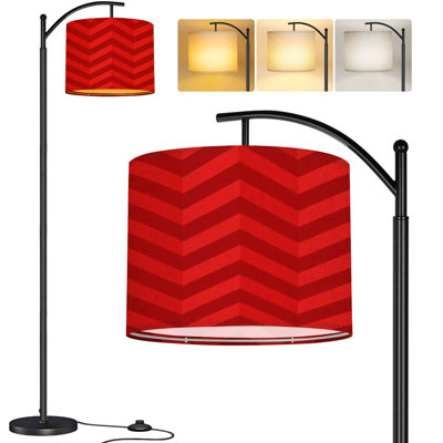  Lampe sur pied arc bourgogne zigzag sans couture lumière festive haute lampe sur pied moderne abat-jour réglable en lin à DEL 3 températures de couleur
