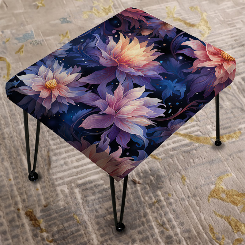 Purple Celestial Dreams Floral Pattern - Floral Rectangle Ottoman