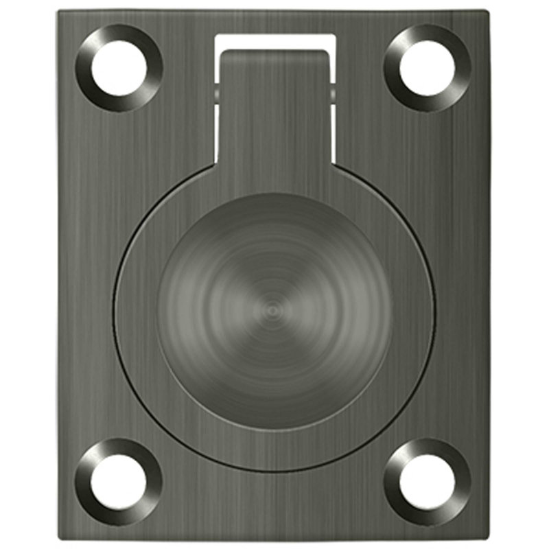 9ECAA2C46B664D84B8E760EE2044DB09 Flush Ring Pull, 1-3/4" x 1-3/8" in Antique Nickel, Antique Nickel
