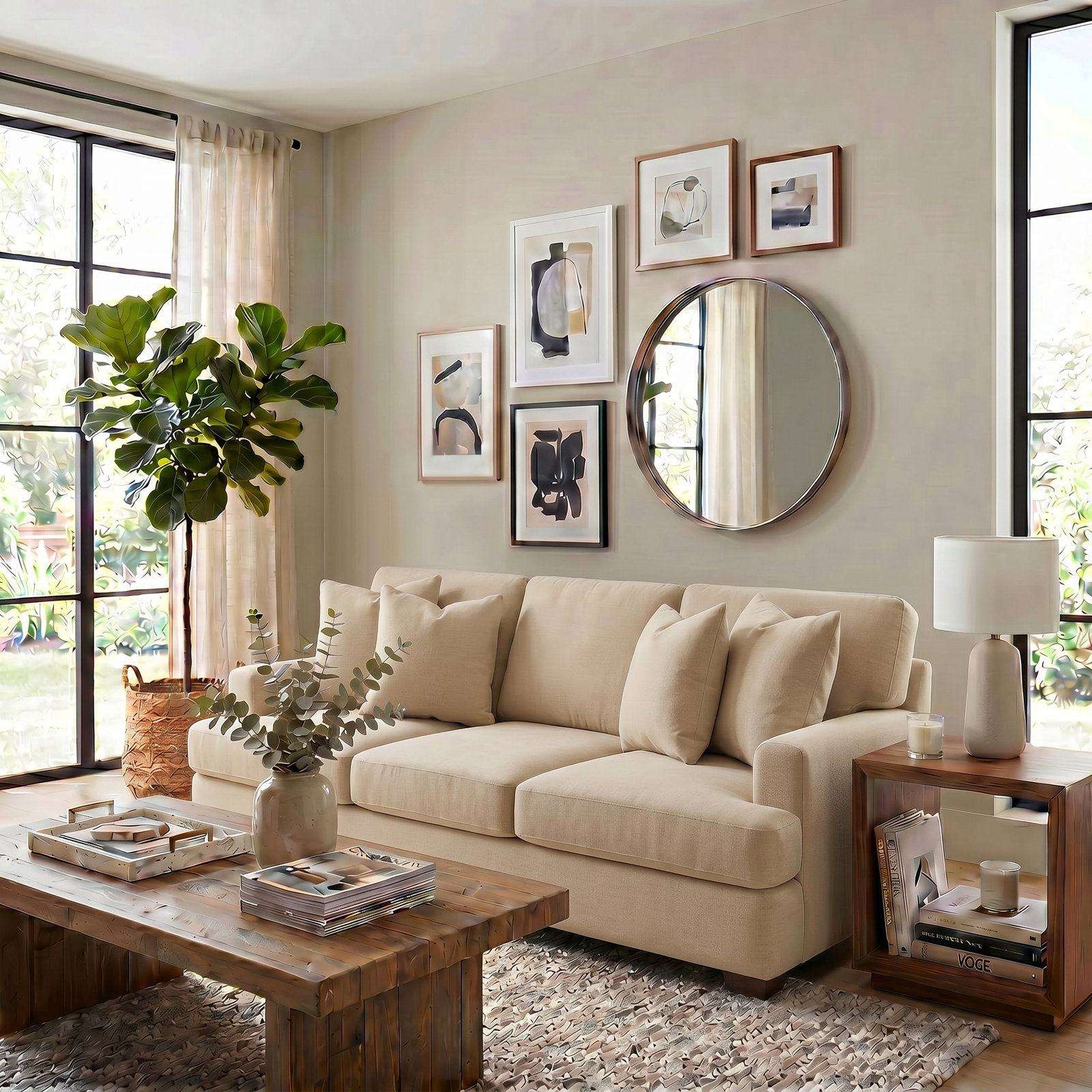 Emilio 90'' Upholstered Sofa, Sunbrella® Canvas Flax