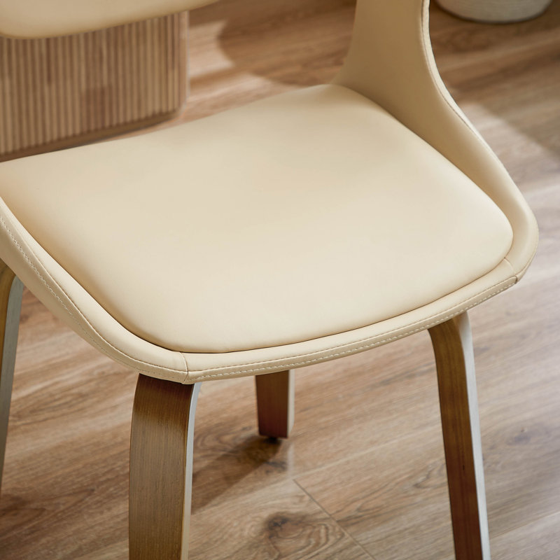 Chaise pivotante rembourrée en similicuir Wathen, Crème, crème