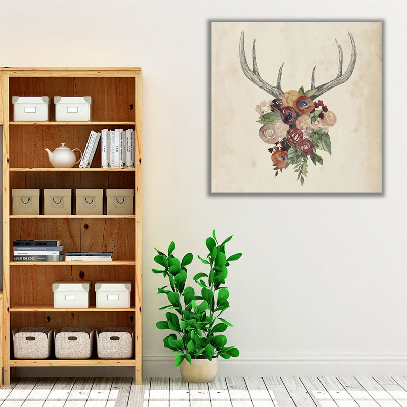 «Flower Antler I», reproduction d'art sur toile, H 12 po x l 12 po