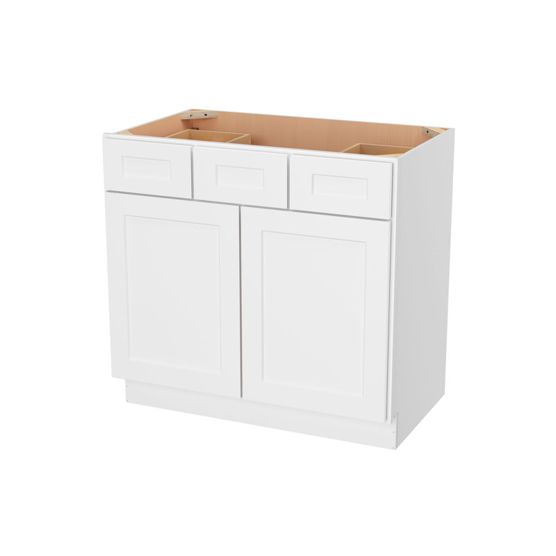Armoire de salle de bain à 2 tiroirs Furinno Shaker sans plateau, prête à assembler, P 21 po x l 36 po x H 34,5 po, blanc