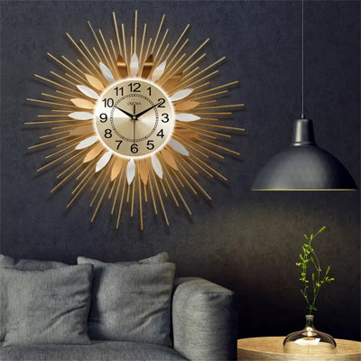Horloge murale 23,6 "moderne et dorée - fonctionnement silencieux, idéal pour la décoration intérieure