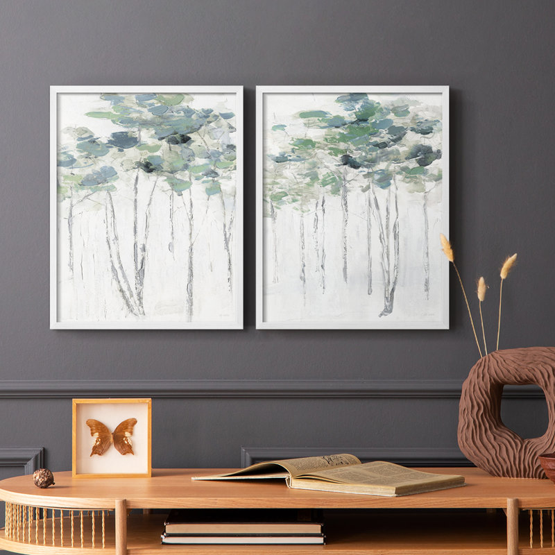 Impasto Tree Line I - impression encadrée de qualité supérieure - prête à être accrochée - aucun clou requis - aucun clou requis