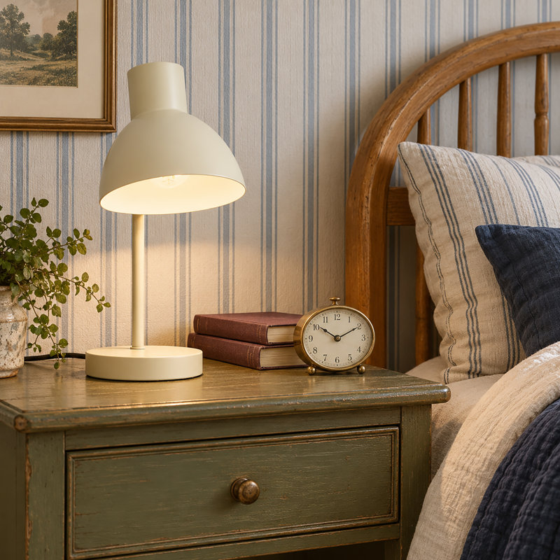 2-Light White Dimmable Modern Cone Table Lamp, White