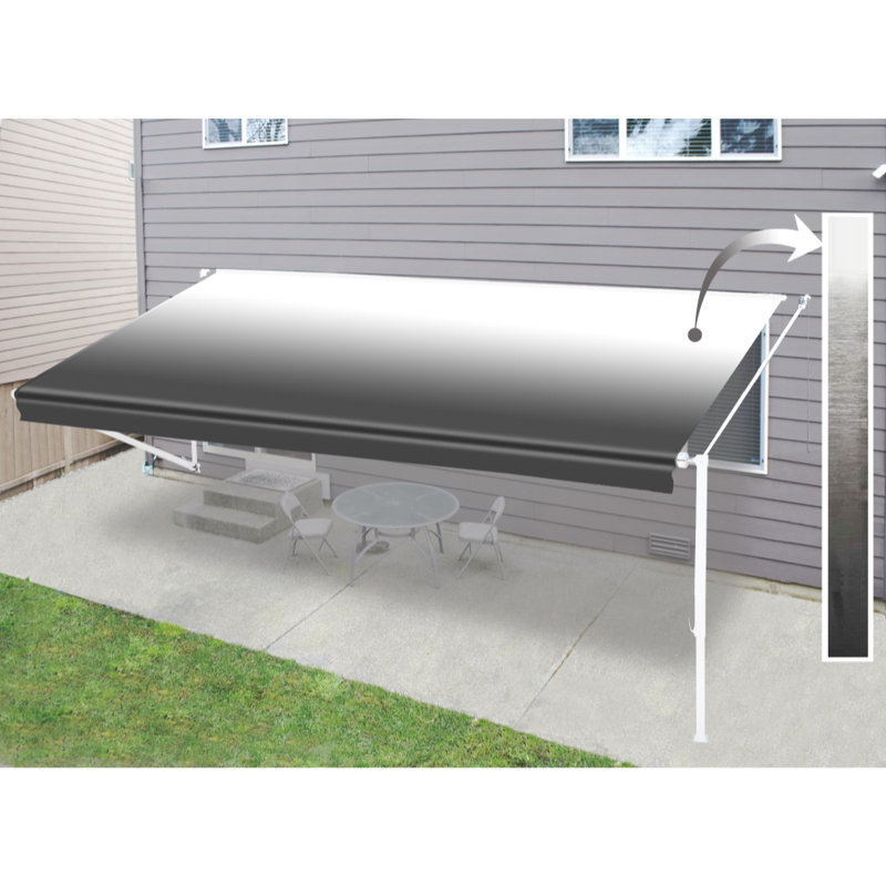 Tissu rétractable pour auvent de patio pour véhicule récréatif en vinyle, Noir, 0.4" H x 120" W x 96" D