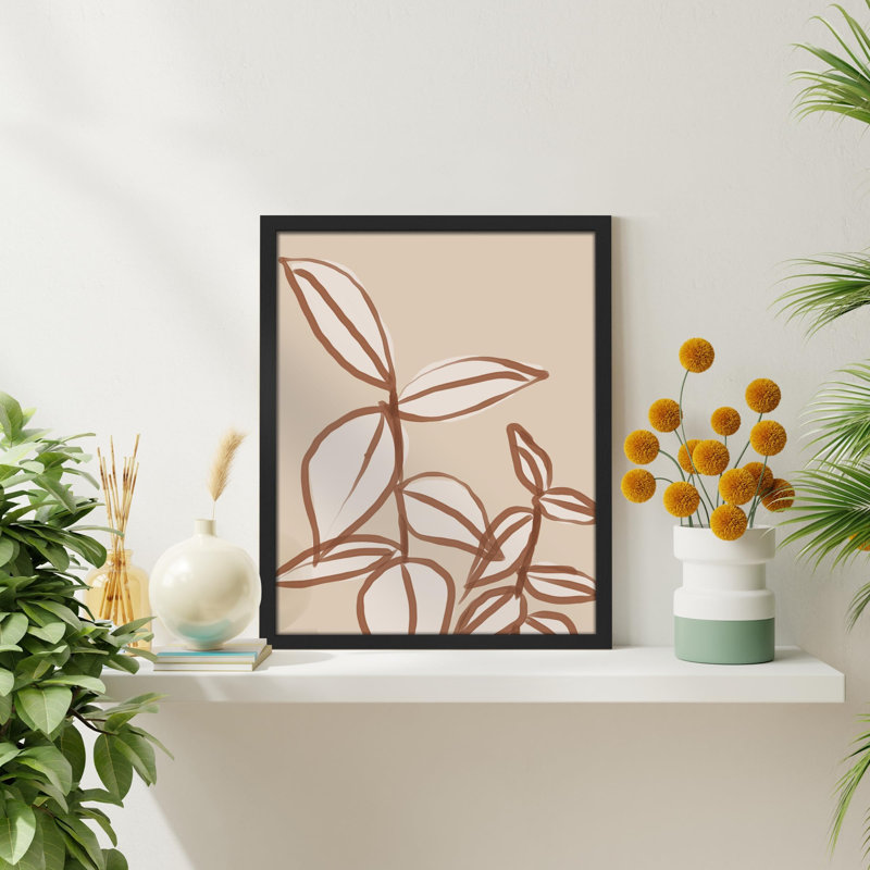 «Botanical Leaves Line Art» sur papier, Noir, H 16 po x l 12 po