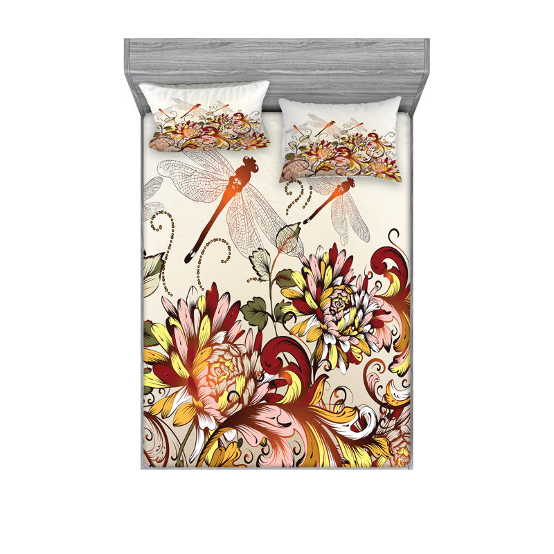 Multicolore ensemble de draps et taies décoratives Ambesonne, Ensemble de draps pour lit double avec 4 taies d'o
