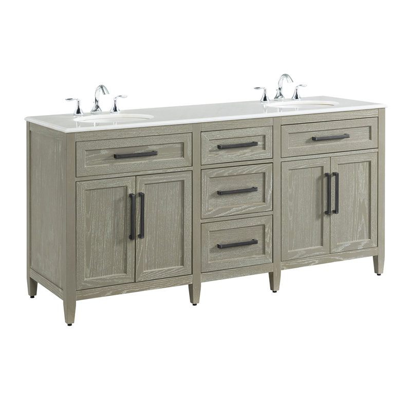 Ensemble de meuble-lavabo double 72 po Dash, Gris Hayden, Noir mat