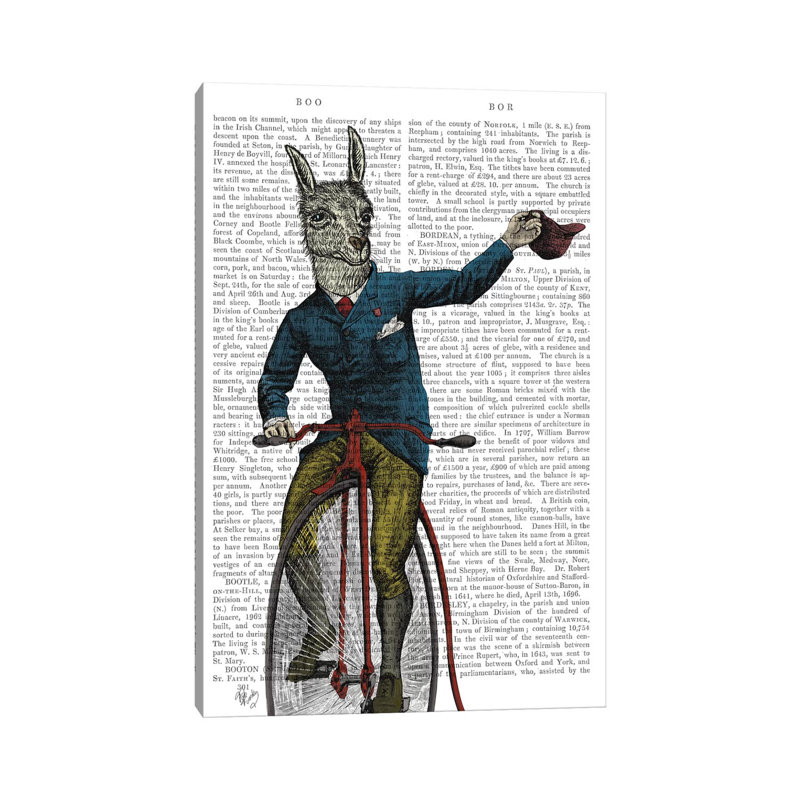 «Llama on Bike» par Fab Funky - impression d'art graphique, Toile tendue, Aucun mat, H 12 po x l 8 po x P 0,75 po
