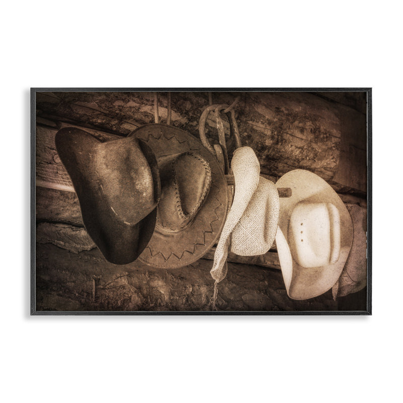 Rustic Cowboy Hats Framed Giclee Art by Danita Delimont, Midnight Black Framed Giclee, 12" H x 18" W