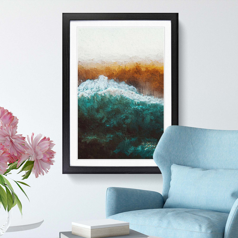 Beach In Santa Monica In Abstract - Single Picture Frame Painting, Black  Bordered Framed, 45cm H x 33cm W x 2cm D