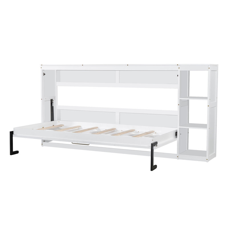 Murphy Bed with Bookshelf, Twin, White