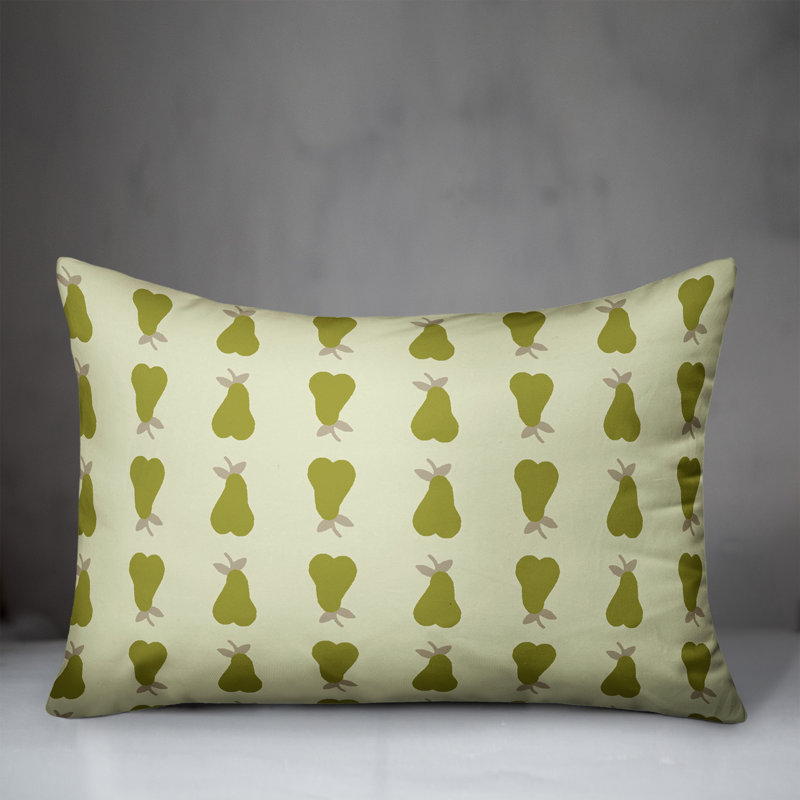  Pear Lumbar Pillow, Green/Tan