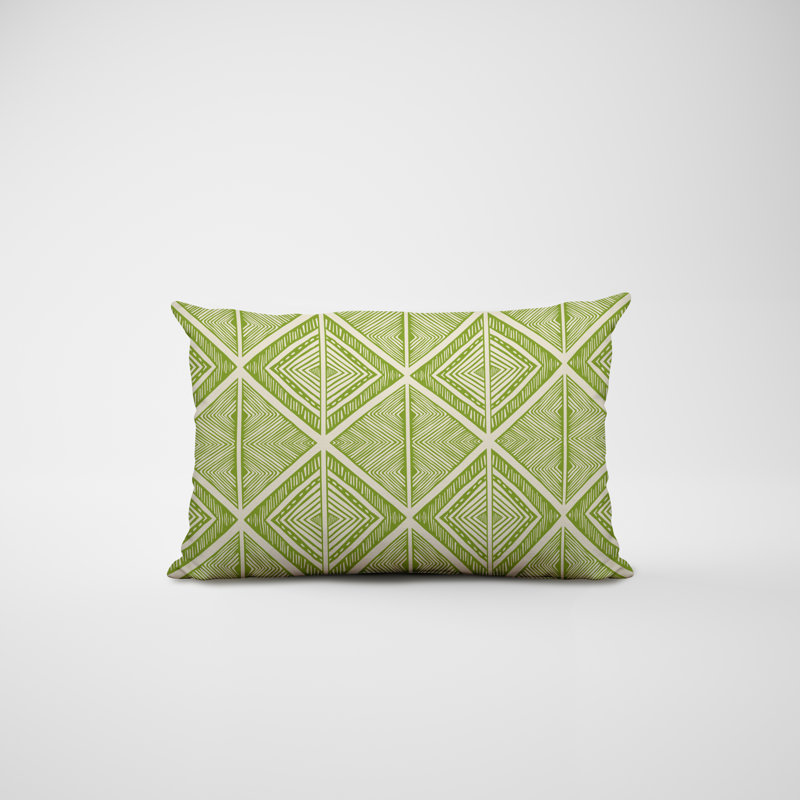 Polyester Lumbar Rectangular Indoor/Outdoor Pillow Cover & Insert, Green