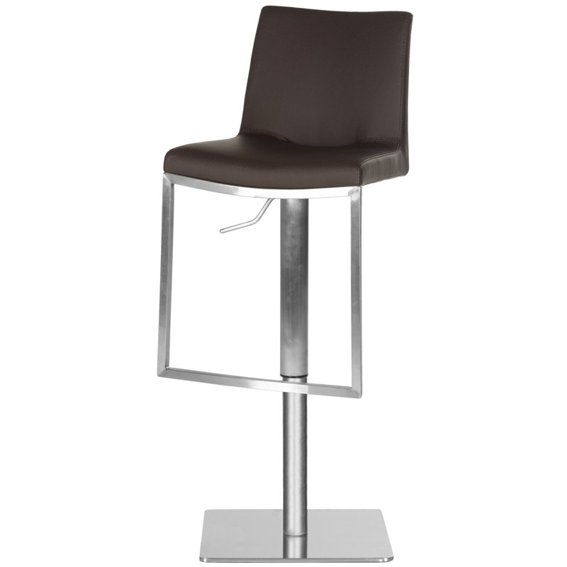 Lettia Swivel Upholstered Adjustable Height Counter Stool with Metal Frame, Brown