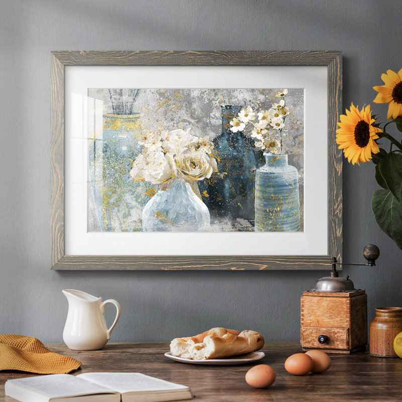 Vessels and Blooms Blues, Gris, H 22 po x l 32 po