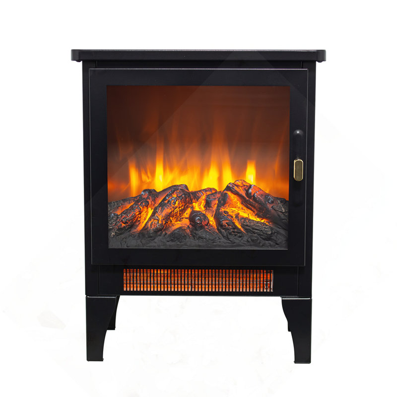 17" Freestanding Electric Fireplace, Antique Black