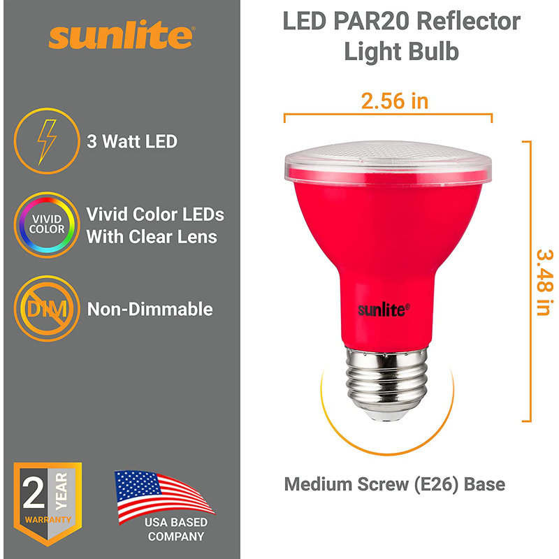 0.4 Watt (7 Watt Equivalent), PAR20 LED Non-Dimmable Light Bulb, Non-adjustable E26/Medium (Standard) Base