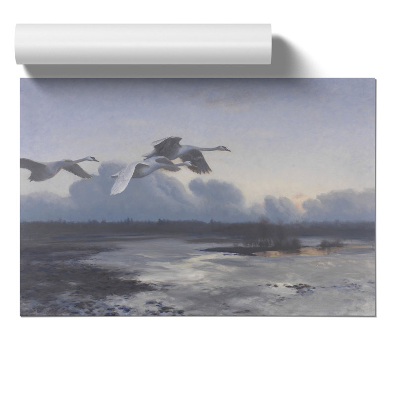 Swans in Flight by Bruno Liljefors - Frameless Print, 21cm H x 30cm W x 0.1cm D