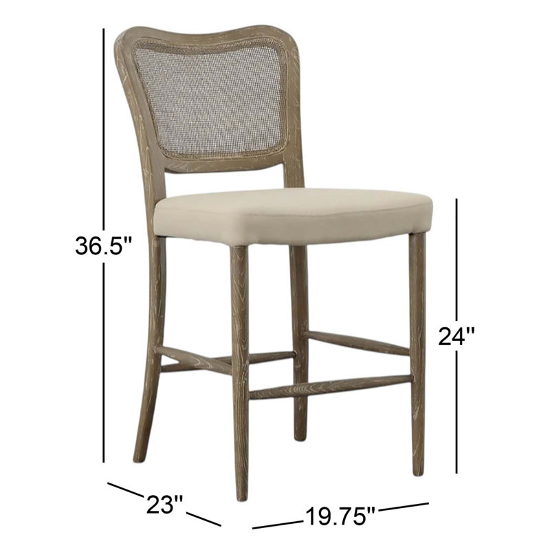Upholstered Counter Stool with Solid Wood Frame