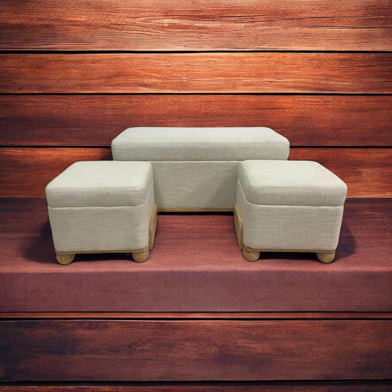 Persaus 93cm Wide Rectangle Solid Colour Standard Ottoman with Storage